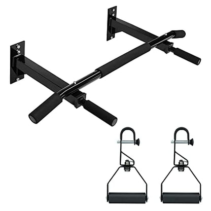 Yes4All Multifunctional Wall Mounted Pull Up Bar And Rotating Pull Up Handles With Non-Slip & Foam Pad Grips
