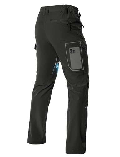 Moosehill Hiking Pants Men Stretch: Breathable Waterproof Quick Dry Lightweight Nylon Spandex Pants for Fishing Travel - color: Black, size: 29W x 32L