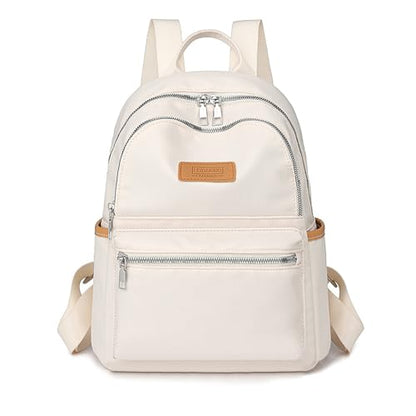 Backpack with Casual Aesthetic Daypack Simple Laptop Bag Waterproof Travel Rucksack for Women(White) - color: White