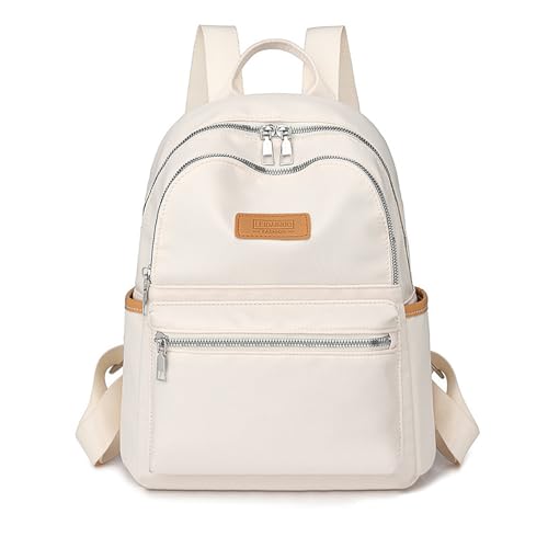 Backpack with Casual Aesthetic Daypack Simple Laptop Bag Waterproof Travel Rucksack for Women(White) - color: White