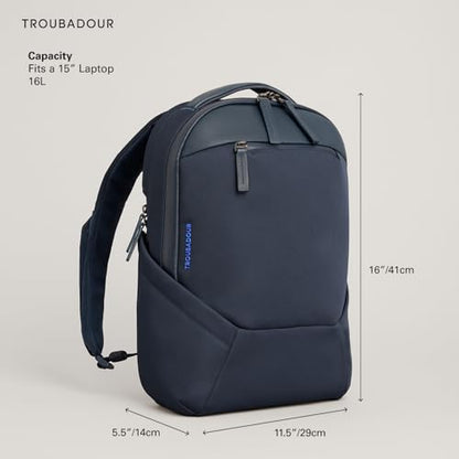 Troubadour Apex 4.0 Compact - 16L Premium Laptop Backpack - Ergonomic & Water Resistant - Designed for Work and Travel - Ink Blue - color: Ink Blue