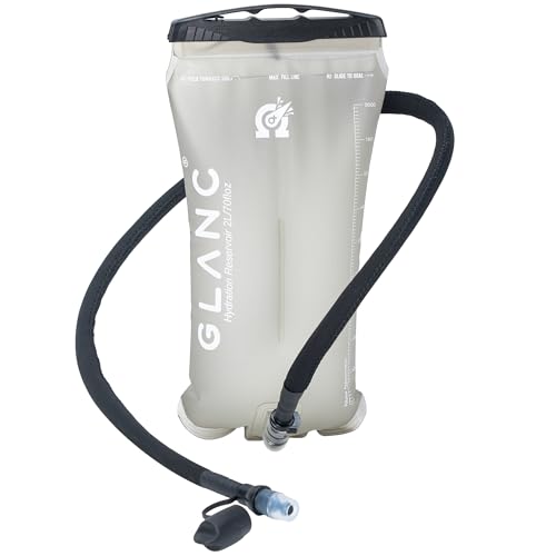 GLANC Hydration Bladder - 2L Water Bladder with Cleaning Kit for Outdoor Hiking Backpack, BPA Free Leakproof Water Reservoir for Hydration Pack, Insulated Hose & High Flow Bite Valve - color: Light gray (No Kit)