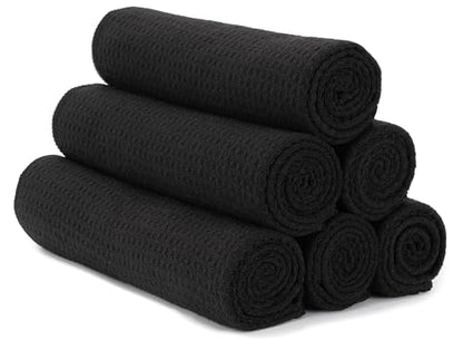 S&T INC. Microfiber Gym Towels, Yoga Towel for Home and Gym Bag, 16 Inch x 27 Inch, 6 Pack - color: Honeycomb Black