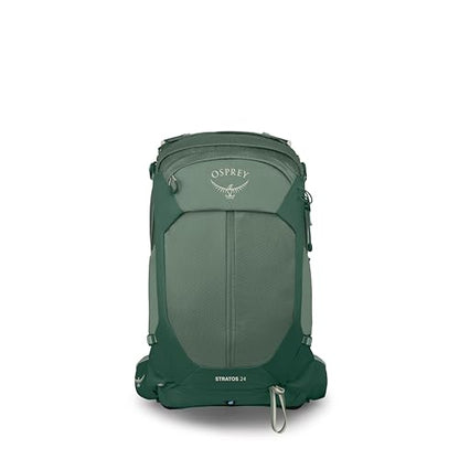 Osprey Stratos 24L Men's Hiking Backpack - Adjustable Daypack with Waterproof Raincover & Bottle Pockets, Pine Leaf - color: Pine Leaf, style: 24l