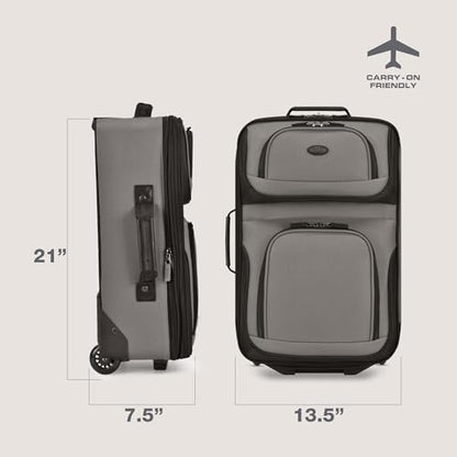 U.S. Traveler Rio Lightweight Softside Rolling Carry-on Suitcase, 2-Wheel Single, Grey - color: Grey, size: 21"