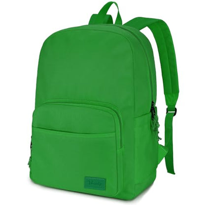 VASCHY School Backpacks, Lightweight Bookbag Schoolbag for Boys Girls Casual Basic Simple Daypack for Men Women Bright Green - color: Bright Green