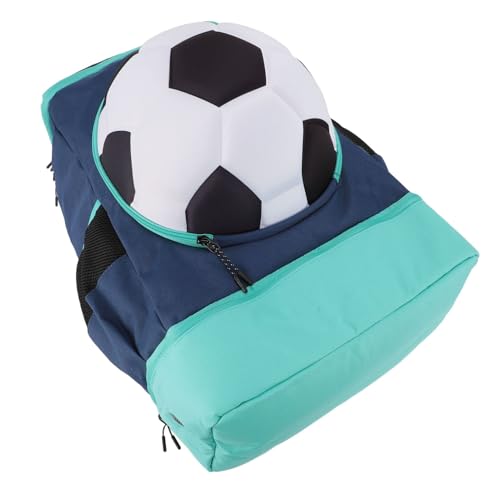 Bnineteenteam Soccer Backpack, Youth Soccer Bag Sweat Wicking Breathability Football Bag with Ball Compartment and Shoe Compartment for Activities - color: Green with Blue, size: Adult Size (Fits Size 7 Ball)