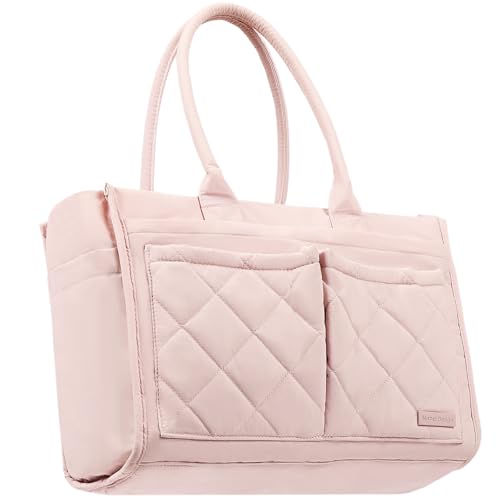 NISHEL Tote Bag for Women, Ultralight Bag with Zipper Closure & Laptop Compartment, Standable Bookbag with Multiple Pockets for College, Work