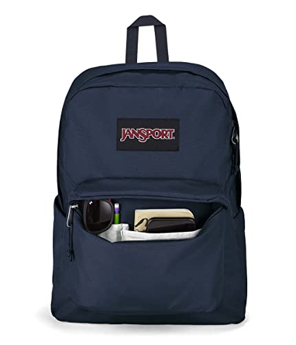 JanSport SuperBreak Plus Backpack with Padded 15-inch Laptop Sleeve and Integrated Bottle Pocket - Spacious and Durable Daypack for Work and Travel - Navy - color: Navy