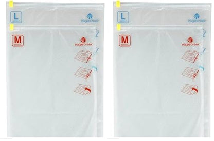 Eagle Creek Pack-It Compression Bags for Travel Set - Featuring One-Way Pressure Valve & Zip - For Efficient Travel Bag Packing - Water Resistant - Clear - Medium/Large (Pack of 2) - size: M/L (Pack of 2)