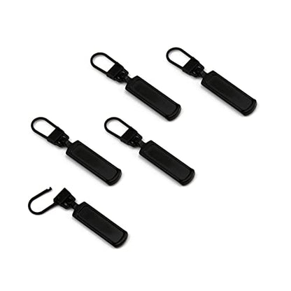 TOPASION Metal Zipper Pull Replacement for Small Holes, Detachable, Repair for Jacket, Bag Boots, Purse, Coat, Pants (5 Pcs Black) - color: 5 Pcs Black