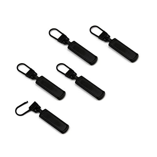 TOPASION Metal Zipper Pull Replacement for Small Holes, Detachable, Repair for Jacket, Bag Boots, Purse, Coat, Pants (5 Pcs Black) - color: 5 Pcs Black