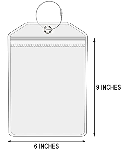 Extra Large Golf Luggage Tag 9" x 6 ", Shipping Label Holder for Golf Bag- Plastic Waterproof Zipper Pouch - PVC Luggage Tag Holders for Ship Sticks 2 Packs