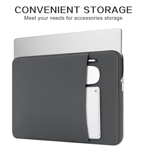 RAINYEAR 13 Inch Laptop Sleeve Compatible with 13.3" MacBook Air/Pro M1 M2 M3 M4 M5 A3449 A3240 A3113 A2681 A2338 Case Cover Bag with Front Pocket Accessories Pouch (Gray) - color: Gray, size: 13"