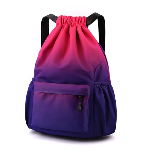 Drawstring Backpack for Women Drawstring Gym Bag Water Resistant Small Cinch Sack Pull String Backpack Bag (Red-Blue) - color: Red-blue