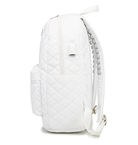 Kinmac Laptop Backpack with Massage Cushion Straps and USB Charging Port for Laptop Up to 15.6 Inch Men Women Travel Outdoor Backpack (White) - color: White Embroider