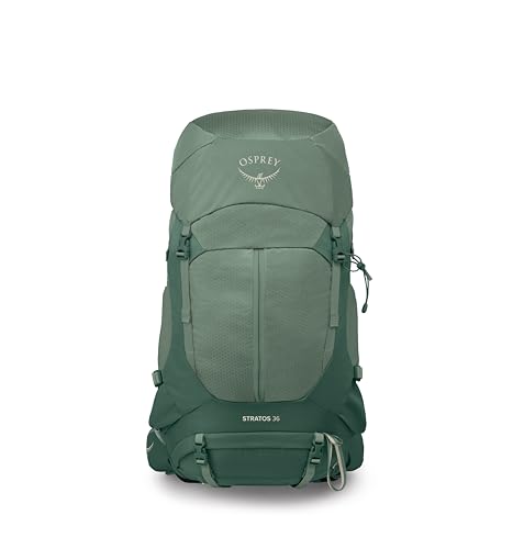 Osprey Stratos 36L Men's Hiking Backpack - Lightweight Backpacking Pack with Waterproof Raincover - Camping Bag, Pine Leaf - color: Pine Leaf, style: 36l