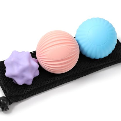 Silicone Massage Ball Set for Myofascial Release, Trigger Point & Deep Tissue Therapy - Lacrosse Massage Balls for Muscle Knots, Plantar Fasciitis and Muscle Soreness Relief (3 Pack) - style: Silicone Massage Ball Set for yoga