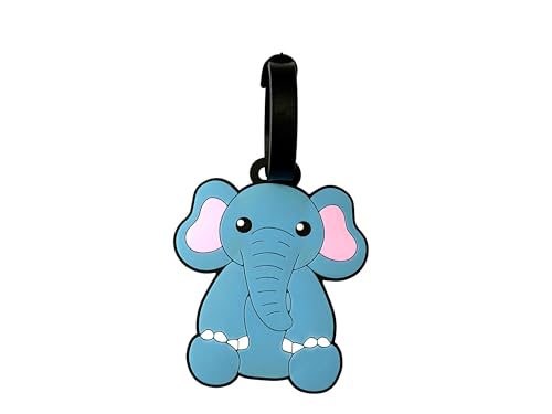Cute Blue Elephant Silicone Luggage Tag Cartoon Animal Bag Tags for Travel Identify Suitcase Accessories Personalized Labels - color: Elephant