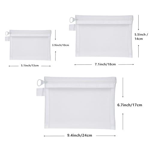 Quotidian Mesh Zippered Pencil Pouch White Travel Bags, 9 Count - color: White
