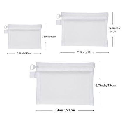 Quotidian Mesh Zippered Pencil Pouch White Travel Bags, 9 Count - color: White