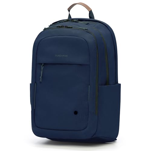 PUREVAVE Laptop Backpack with YKK Zippers for Men and Women - color: Navy Blue