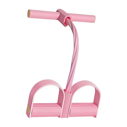Multifunction Tension Rope - 6-Tube Elastic Pedal Resistance Band with Handle for Abdomen/Waist/Arm/Leg Stretching Slimming Training - color: PINK
