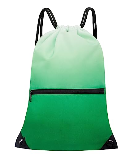 HOLYLUCK Drawstring Backpack Bag Sport Gym Sackpack - color: Gradient Green