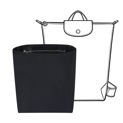 Nylon Longchamp Backpack Organizer Insert - Custom Fit for Longchamp Le Pliage M Backpack, Premium Water-Resistant with 4 Compartments, Lightweight, Shape Retention for Backpack (Black,BP) - color: Black