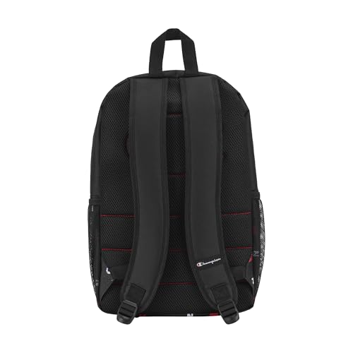 Champion Kids' Merit Backpack with Padded Straps, Water Bottle Pocket and Laptop Compartment for Daily Use, Black Combo, One Size - color: Black Combo