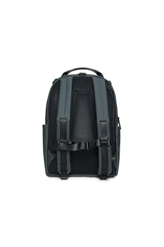 RAINS Clip Front Backpack Dark Grey - Waterproof Commuter Backpack with C-Clip Closure & Hidden Pocket, 16″ Laptop Sleeve, Urban Travel Daypack - color: Dark Grey