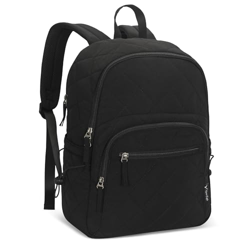 Hynes Eagle Travel Laptop Backpack Quilted College Backpack for Women Puffer Casual Daypack Personal Item Bag for 16 Inch Classic Black - color: Classic Black