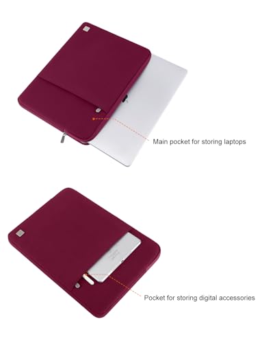DOMISO Laptop Case Laptop Sleeve Cover Compatible with 14-15 inch MacBook Pro M4/M3/M2/M1 Pro/Max 2024-2021, Compatible with 13 inch HP Dell ASUS Lenovo Notebook, Water-Resistant Bag with Pocket, Wine - color: Wine, size: 13-13.3 inch