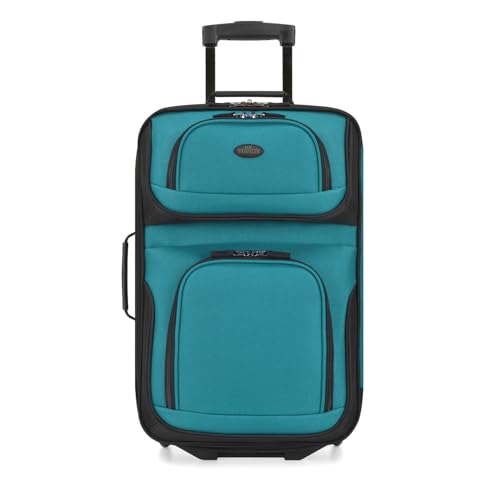 U.S. Traveler Rio Lightweight Softside Rolling Carry-on Suitcase, 2-Wheel Single, Teal - color: Teal, size: 21"