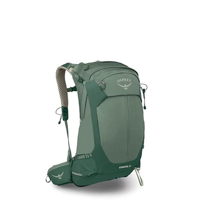 Osprey Stratos 24L Men's Hiking Backpack - Adjustable Daypack with Waterproof Raincover & Bottle Pockets, Pine Leaf - color: Pine Leaf, style: 24l
