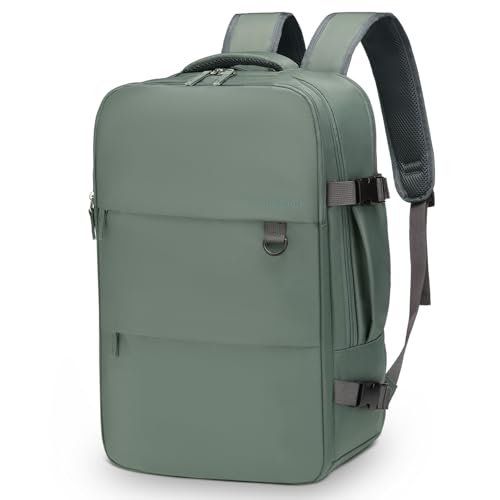 Travel Backpack for Men Women, 35L Laptop Backpack W/Shoe Compartment, Water Resistant Flight Approved Fits 15.6-inch Laptop, Grey-green - color: Grey-green