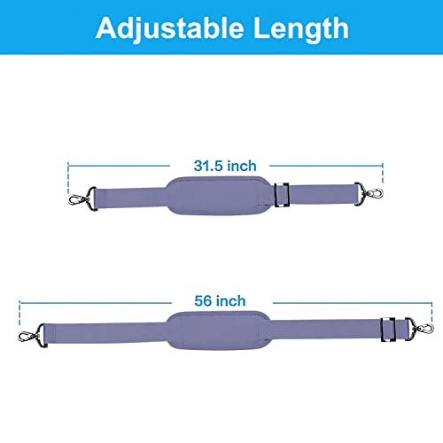 MOSISO 56 inch Shoulder Strap, Adjustable Thick Soft Universal Replacement Non-Slip Fit Padded with Metal Swivel Hooks for Laptop Shoulder Bag/Laptop Messenger Bag/Crossbody Bag, Lavender Gray - color: Lavender Gray