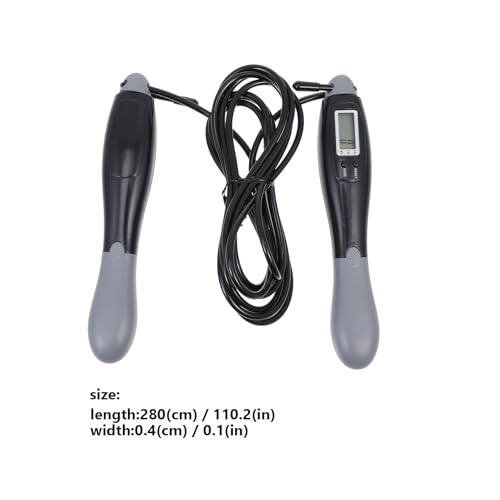 Beavorty Smart Jump Rope with Digital Counter, Steel Wire Fitness Skipping Rope for Adults, Black-grey Long Cord for Outdoor Weight Loss and Exercise Training