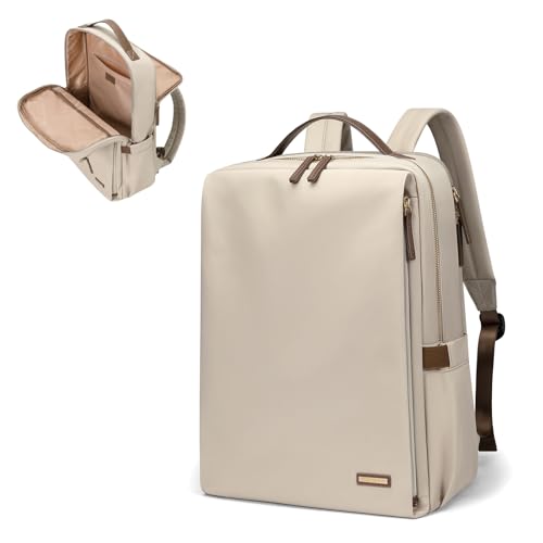 GOLF SUPAGS Stylish Laptop Backpack for Women Airline Approved Perfect for Work College and Travel Multi-Functional Casual Daypack Fits 15.6 Inch Notebook (Apricot) - color: Apricot, size: 15.6-Inch