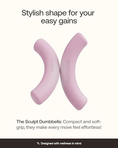 BetterMe Sculpt Dumbbells – 2.2 lb Pair Neoprene Hand Weights – Non-Slip Soft Grip Free Weights for Women – Compact Pilates, Barre & Home Workout Dumbbells - color: Raspberry Pink