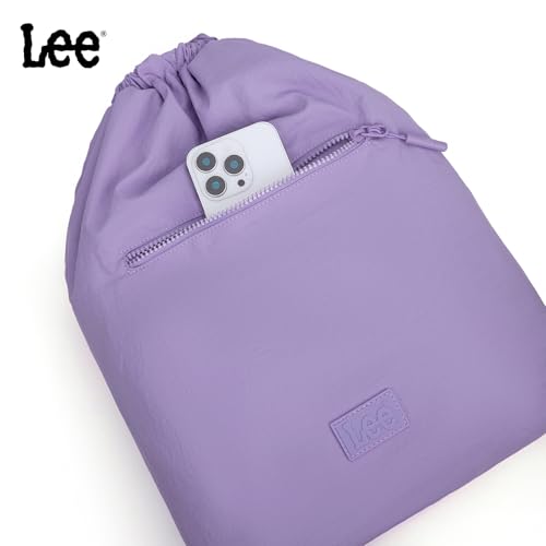 Lee Drawstring Backpack Bag Lightweight Small Gym Swim Beach Bag Water Resistant Sports Sackpack for Men Women, LEE48-002PP - color: Purple