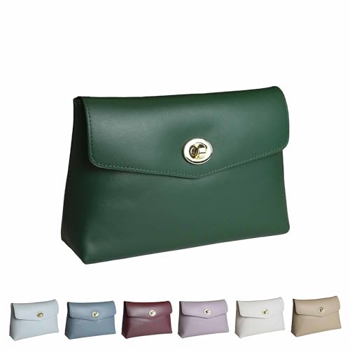 Cosmetic Bag Travel Makeup Pouch Travel Organizer, Zipper Pouch Bags for Women Vegan Leather (No Text, Green) - color: Green
