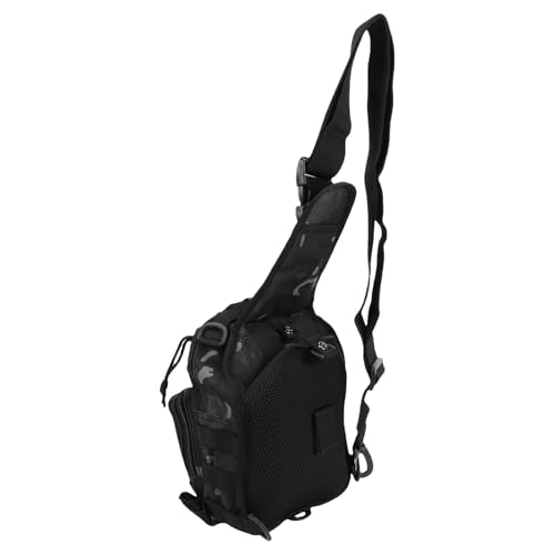 Fishing Chest Bag Outdoor Shoulder Bag Crossbody Chest Pack 20L Nylon Lightweight Storage Backpack with 3 Main Pockets Adjustable Strap for Hiking Camping Cyclin (20L) - color: Black Camo