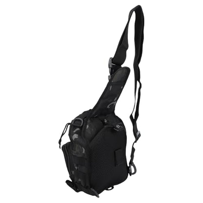 Fishing Chest Bag Outdoor Shoulder Bag Crossbody Chest Pack 20L Nylon Lightweight Storage Backpack with 3 Main Pockets Adjustable Strap for Hiking Camping Cyclin (20L) - color: Black Camo