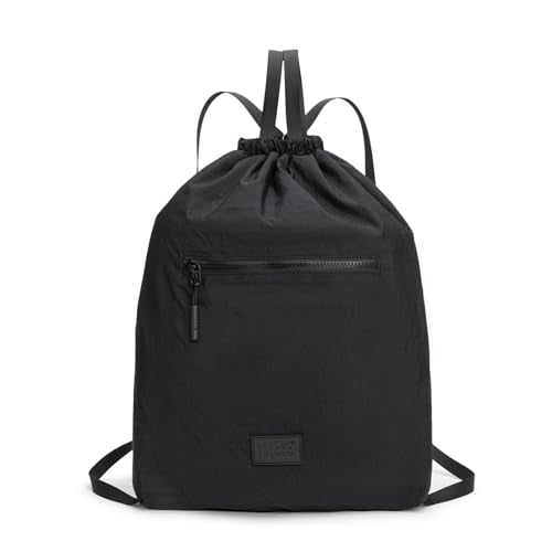 Montana West Lee Drawstring Backpack Bag Lightweight Small Gym Swim Beach Bag Water Resistant Sports Sackpack for Men Women, LEE48-002BK - color: Black