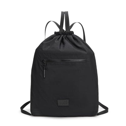 Montana West Lee Drawstring Backpack Bag Lightweight Small Gym Swim Beach Bag Water Resistant Sports Sackpack for Men Women, LEE48-002BK - color: Black