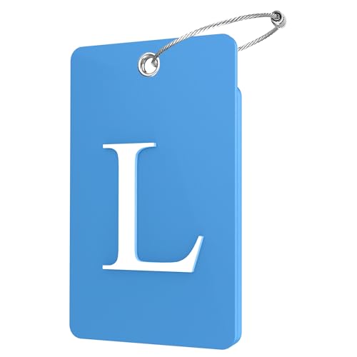 Gostwo 2 Pack Luggage Tags for Suitcases, 26 Initial Letter Travel Luggage Baggage Identification Labels ID Tag Fully Bendable Tags with Stainless Steel Loop (Blue) (Letter L) - color: Blue, size: Large L