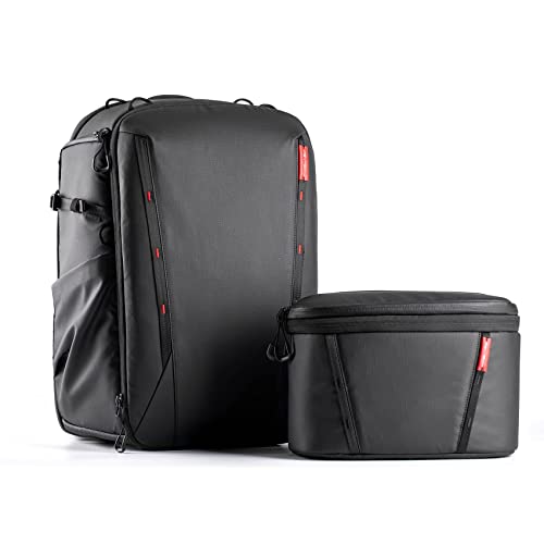 PGYTECH OneMo 2 25L-33L Camera Backpack with Shoulder Bag for Photographers, Waterproof Large Camera Bag for Canon/Nikon/Sony/dji Drone/Laptop/Tripod, Black - color: Black, size: 25L+8L