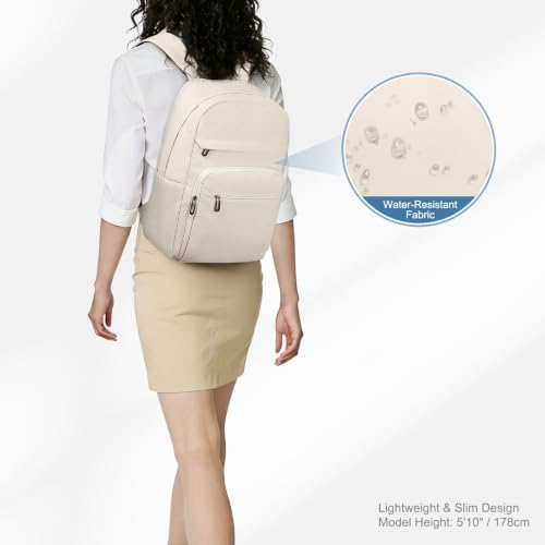 16 Inch Laptop Backpack for Men, Business Work Backpack for Everyday Commute, Waterproof Travel Office Computer Bag, Beige - color: Beige Soft Sheel
