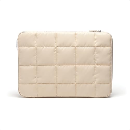 U Brands Nylon Puffy Zipping Large Laptop Sleeve, 10.5" x 15", Computer Bag for MacBook Pro, MacBook Air, Chromebook, HP, Laptop Case for Women, Sand Beige - color: Sand Beige, size: Large